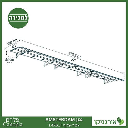 גגון Amsterdam אפור-שקוף 1.4X6.7 מבית פלרם - Canopia 4