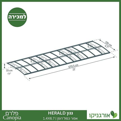 גגון Herald אפור-כפול דופן 1.4X6.7 מבית פלרם - Canopia 4
