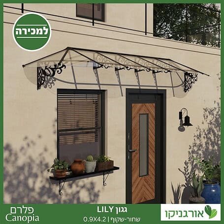 גגון Lily שחור-שקוף 0.9X4.2 בעיצוב רטרו מבית פלרם - Canopia 2