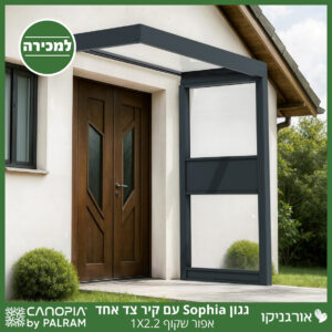 גגון Sophia אפור שקוף 1X2.2 עם קיר צד אחד מבית פלרם - Canopia