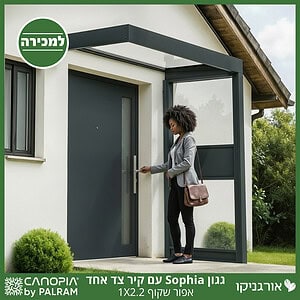 גגון Sophia אפור שקוף 1X2.2 עם קיר צד אחד מבית פלרם - Canopia