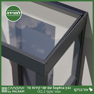 גגון Sophia אפור שקוף 1X2.2 עם שני קירות צד מבית פלרם - Canopia