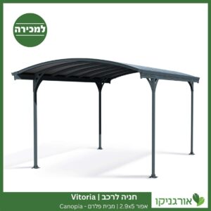 חניה לרכב Vitoria אפורה 2.9X5 מבית פלרם - Canopia