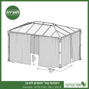 רשתות נגד יתושים לגזיבו 3X3 / 3X3.6 מבית פלרם - Canopia 3