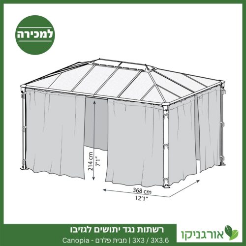 רשתות נגד יתושים לגזיבו 3X3 / 3X3.6 מבית פלרם - Canopia 3