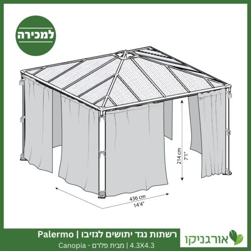 רשתות נגד יתושים לגזיבו 4.3X4.3 Palermo מבית פלרם - Canopia 3