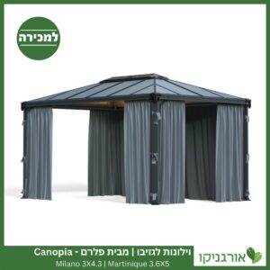 וילונות לגזיבו Martinique 3.6x5 / Milano 3x4.3 מבית פלרם - Canopia