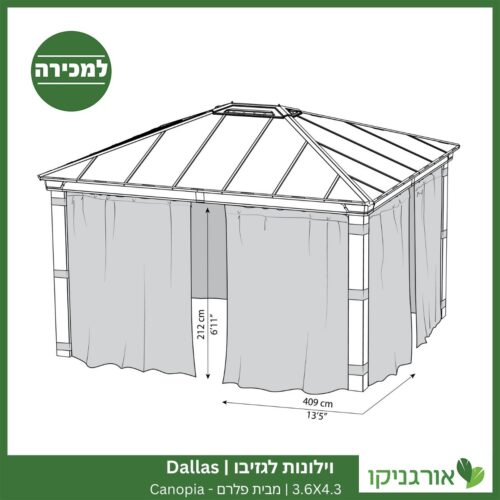 וילונות לגזיבו 3.6x4.3 Dallas מבית פלרם - Canopia 4