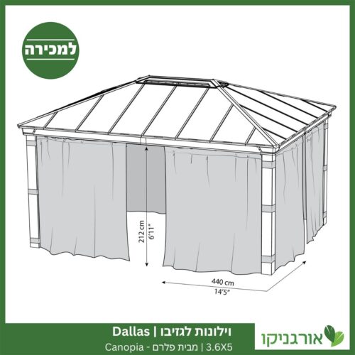 וילונות לגזיבו 3.6x5 Dallas מבית פלרם - Canopia 4