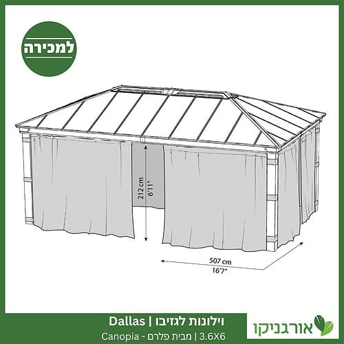 וילונות לגזיבו 3.6x6 Dallas מבית פלרם - Canopia 4