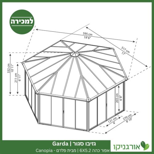 גזיבו סגור Garda אפור כהה 6X5.2 מבית פלרם - Canopia 4