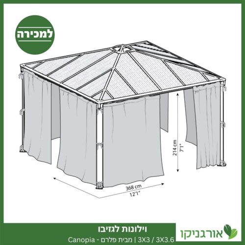 וילונות לגזיבו 3X3 / 3X3.6 מבית פלרם - Canopia 3
