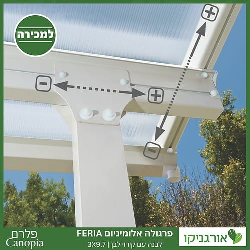 פרגולה אלומיניום Feria לבנה 3X9.7 מבית פלרם - Canopia 3