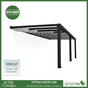 וילונות הצללה לפרגולה 3.4X7.3 Stockholm מבית פלרם - Canopia