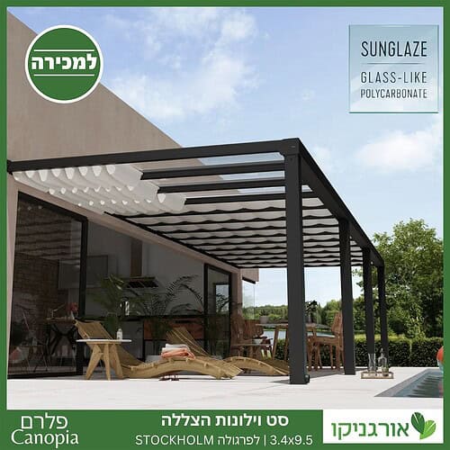 וילונות הצללה לפרגולה 3.4X9.5 Stockholm מבית פלרם - Canopia 2