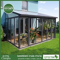 פרגולה אלומיניום סגורה SanRemo אפורה 3X4.4 קירוי שקוף מבית Canopia 2