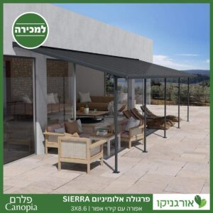 פרגולה אלומיניום Sierra אפורה 3X8.6 מבית פלרם - Canopia 2