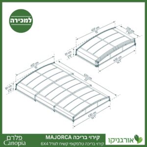 קירוי בריכה טלסקופי קשיח Majorca לגודל 6x4 מבית פלרם - Canopia 3