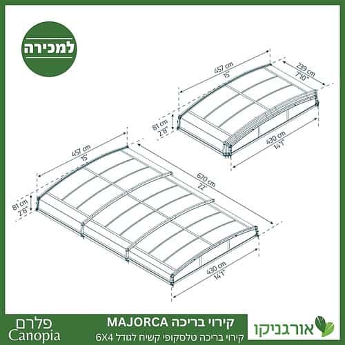 קירוי בריכה טלסקופי קשיח Majorca לגודל 6x4 מבית פלרם - Canopia 3